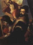 PALMA GIOVANE Self-Portrait Painting the Resurrection of Christ oil painting